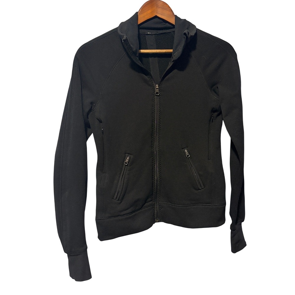 Lululemon Keep It Cozy Black Athletic Jacket Funnel Neck Thumbholes size 6